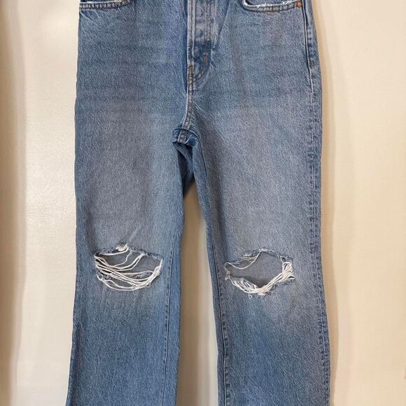 We The Free People Ranger Wide Leg Jeans 27 Distressed Cropped Boho Festival - Picture 2 of 8